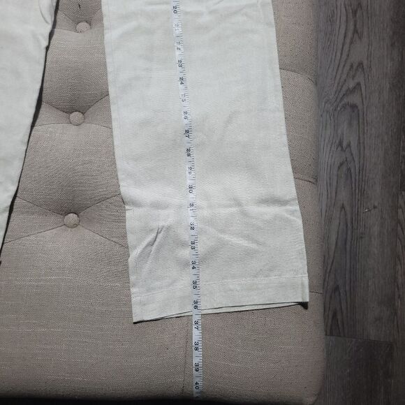 Sapphire Red Linen Blend Cream Pants with Rope Tie Drawstring  Womens Medium - Picture 11 of 11